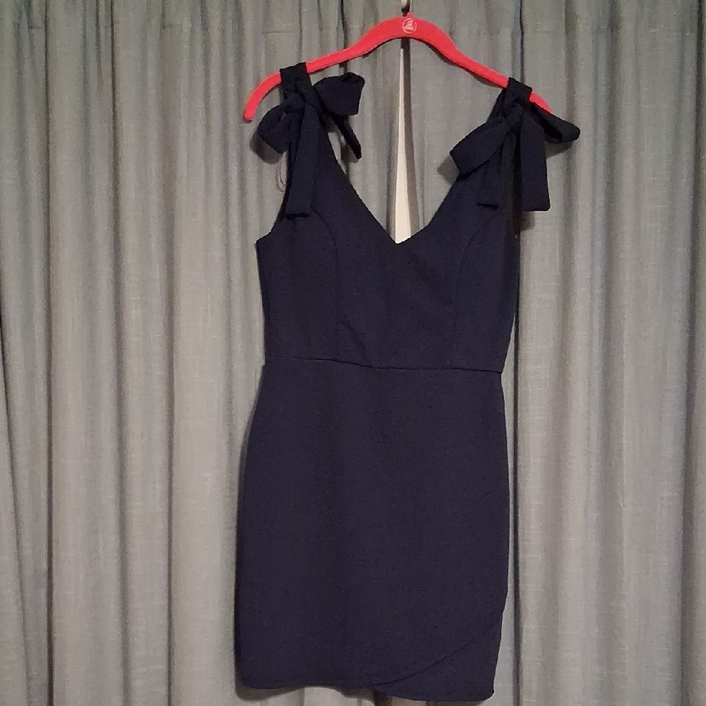 Francesca's Collections Navy Mini Dress with Bow Straps